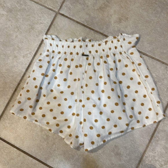 Billabong Cream High Waisted Flowy Beach Shorts S Gold Polka Dots - Picture 7 of 7